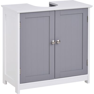 Generic Kleankin Meuble Salle De Bain Sous Lavabo - Meuble Sous-vasque - Placard 2 Portes Avec Étagère - Dim. 60l X 30l X 60h Cm - En Bois Gris Blanc - Publicité Generic Kleankin Meuble Salle De Bain Sous Lavabo - Meuble Sous-vasque - Placard 2 Portes Avec Étagère - Dim. 60l X 30l X 60h Cm - En Bois Gris Blanc - Publicité