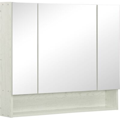 ARRIGONI Armoire De Toilette Avec Miroir 3 Portes 90x15x75 Cm Etageres Reglables Effet Bois - Publicité ARRIGONI Armoire De Toilette Avec Miroir 3 Portes 90x15x75 Cm Etageres Reglables Effet Bois - Publicité
