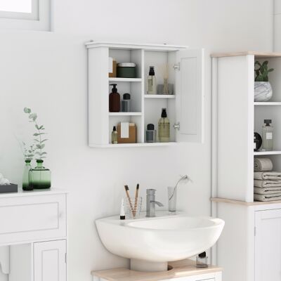 OEM Armoire Murale De Salle De Bain Meuble Suspendu Wc Placard 1 Porte 3 Niches Dim. 53l X 14,5l X 50,5h Cm En Bois Blanc - Publicité OEM Armoire Murale De Salle De Bain Meuble Suspendu Wc Placard 1 Porte 3 Niches Dim. 53l X 14,5l X 50,5h Cm En Bois Blanc - Publicité