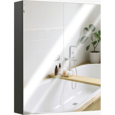Generic Armoire Murale De Salle De Bain À Deux Portes Miroirs Avec 2 Étagères Intérieures En Mdf, 60x15x75 Cm, Noir - Publicité Generic Armoire Murale De Salle De Bain À Deux Portes Miroirs Avec 2 Étagères Intérieures En Mdf, 60x15x75 Cm, Noir - Publicité