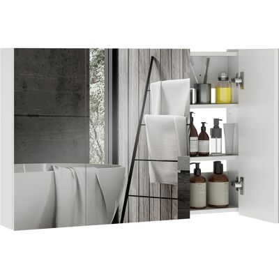 ARRIGONI Armoire Murale De Salle De Bain Avec 3 Portes Miroir Et Etageres Reglables En Bois 90x13.5x60 Cm Blanc - Publicité ARRIGONI Armoire Murale De Salle De Bain Avec 3 Portes Miroir Et Etageres Reglables En Bois 90x13.5x60 Cm Blanc - Publicité