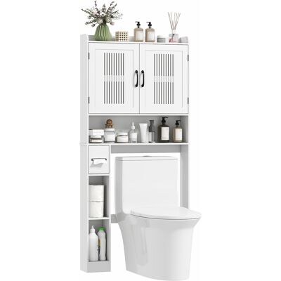 Generic Meuble Wc Dessus De Toilette Meuble Salle De Bain Avec Placard À Porte Double Et Porte-papier 80x19,5x170cm Blanc - Publicité Generic Meuble Wc Dessus De Toilette Meuble Salle De Bain Avec Placard À Porte Double Et Porte-papier 80x19,5x170cm Blanc - Publicité