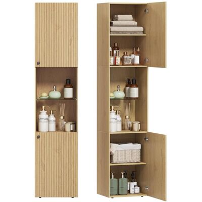 OEM Armoire Salle De Bain Haute, Meuble De Rangement Colonne 6 Niveaux 2 Portes Et Étagères Réglables, 40x31x182cm, Chêne - Publicité OEM Armoire Salle De Bain Haute, Meuble De Rangement Colonne 6 Niveaux 2 Portes Et Étagères Réglables, 40x31x182cm, Chêne - Publicité