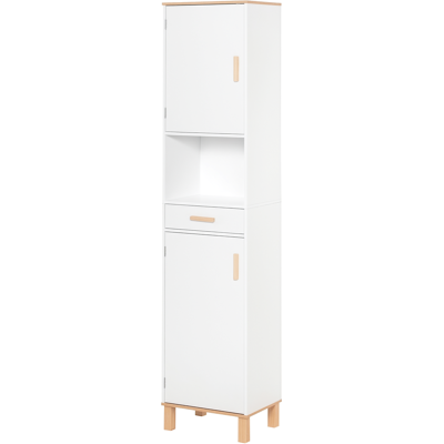 OEM Meuble De Salle De Bain Gain De Place — Colonne De Rangement En Bois Blanc - Publicité OEM Meuble De Salle De Bain Gain De Place — Colonne De Rangement En Bois Blanc - Publicité