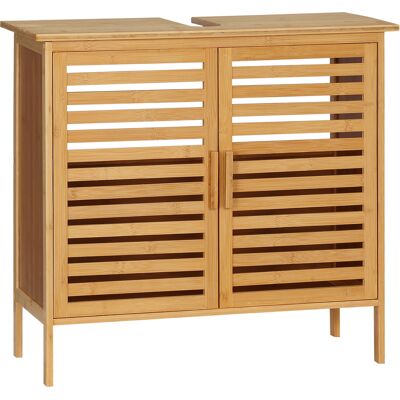 OEM Meuble Sous-lavabo Salle De Bain Structure En Bambou 2 Portes Rangement 66 X 29 X 61.5 Cm - Publicité OEM Meuble Sous-lavabo Salle De Bain Structure En Bambou 2 Portes Rangement 66 X 29 X 61.5 Cm - Publicité