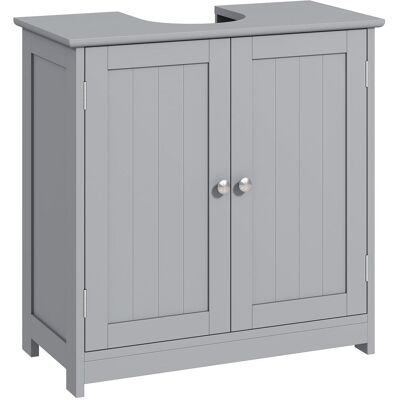 OEM Meuble Salle De Bain Sous Lavabo - Meuble Sous-vasque - Placard 2 Portes Avec Étagère 60l X 30l X 60h Cm - En Bois Gris - Publicité OEM Meuble Salle De Bain Sous Lavabo - Meuble Sous-vasque - Placard 2 Portes Avec Étagère 60l X 30l X 60h Cm - En Bois Gris - Publicité