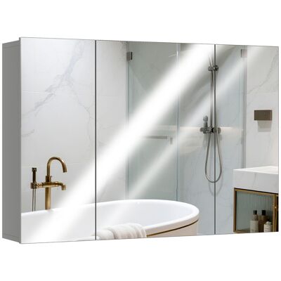 Generic Armoire Murale De Salle De Bain Avec 3 Portes Miroir Et Étagères Réglables En Mdf Gris Dim. 90l X 15l X 60h Cm - Publicité Generic Armoire Murale De Salle De Bain Avec 3 Portes Miroir Et Étagères Réglables En Mdf Gris Dim. 90l X 15l X 60h Cm - Publicité