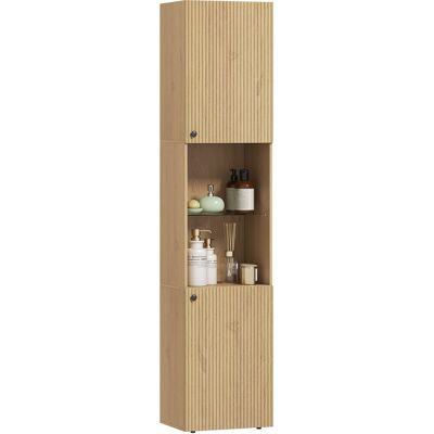 OEM Armoire Salle De Bain Haute, Meuble De Rangement Colonne 6 Niveaux 2 Portes Et Étagères Réglables, 40x31x182cm, Chêne - Publicité OEM Armoire Salle De Bain Haute, Meuble De Rangement Colonne 6 Niveaux 2 Portes Et Étagères Réglables, 40x31x182cm, Chêne - Publicité