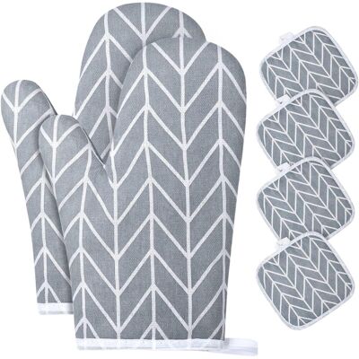 GRASSLIN 1 Paire Gants De Four, Coton Antidérapant, 4 Maniques Cuisine, Résistant Chaleur 180°c, Pour Barbecue Et Cuisson - Publicité GRASSLIN 1 Paire Gants De Four, Coton Antidérapant, 4 Maniques Cuisine, Résistant Chaleur 180°c, Pour Barbecue Et Cuisson - Publicité