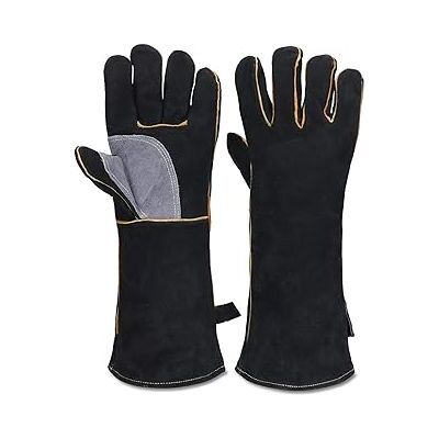 Vision Gants En Cuir Ignifuges Haute Température Avec Coutures En Kevlar, Parfaits Pour Cheminée, Cuisinière, Four, Gril, Soudage Et Manipulation D'Animaux, Noir-gris - Publicité Vision Gants En Cuir Ignifuges Haute Température Avec Coutures En Kevlar, Parfaits Pour Cheminée, Cuisinière, Four, Gril, Soudage Et Manipulation D'Animaux, Noir-gris - Publicité