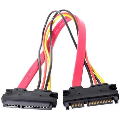 FLAMMKRAFT Câble Adaptateur D'Extension Sata Mâle Vers Femelle 7+15 Broches Pour Disque Dur Ssd - 0,3 M - Publicité FLAMMKRAFT Câble Adaptateur D'Extension Sata Mâle Vers Femelle 7+15 Broches Pour Disque Dur Ssd - 0,3 M - Publicité