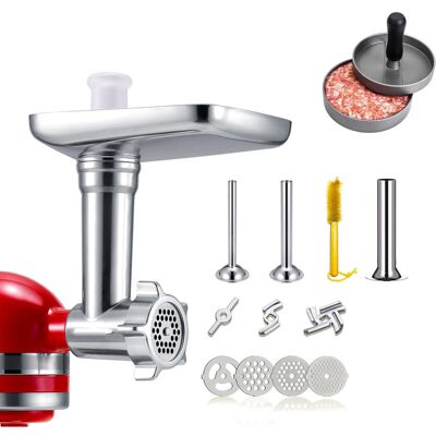 ACKERMAN Accessoires De Broyeur Alimentaire En Métal Pour Batteurs Sur Socle Kitchenaid, Poussoir À Saucisses Comprenant Deux Tubes De Remplissage De Saucisses, Fixation Parfaite Et Durable Pour Mélangeurs Kit - Publicité ACKERMAN Accessoires De Broyeur Alimentaire En Métal Pour Batteurs Sur Socle Kitchenaid, Poussoir À Saucisses Comprenant Deux Tubes De Remplissage De Saucisses, Fixation Parfaite Et Durable Pour Mélangeurs Kit - Publicité