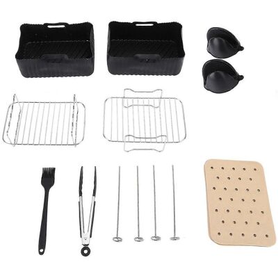 FLAMMKRAFT Ensemble De 12 Accessoires Pour Friteuse : Grille De Rôtissage, Panier En Silicone, Brosse, Pince, Brochettes Et Doublures En Papier. Publicité FLAMMKRAFT Ensemble De 12 Accessoires Pour Friteuse : Grille De Rôtissage, Panier En Silicone, Brosse, Pince, Brochettes Et Doublures En Papier. Publicité