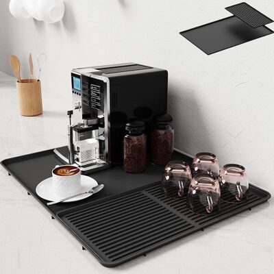 GRASSLIN 1 - Tapis De Bar - Tapis En Silicone - Anti-dérapant Et Résistant À La Chaleur - Pour Machines À Café Et Égouttoirs - Noir - 50x40cm - Publicité GRASSLIN 1 - Tapis De Bar - Tapis En Silicone - Anti-dérapant Et Résistant À La Chaleur - Pour Machines À Café Et Égouttoirs - Noir - 50x40cm - Publicité
