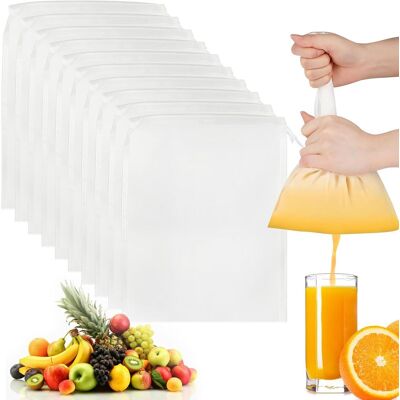 GRASSLIN 10 Sac À Lait Végétal, Filtre Mousseline Nylon, Cordon De Serrage, Pour Fromage, Jus, Café - Publicité GRASSLIN 10 Sac À Lait Végétal, Filtre Mousseline Nylon, Cordon De Serrage, Pour Fromage, Jus, Café - Publicité