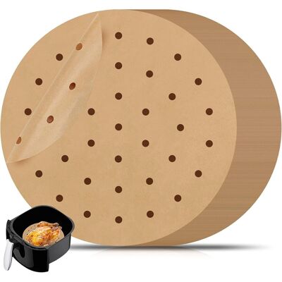 GRASSLIN 100 Feuilles Papier Sulfurisé, 20,3 Cm, Perforé, Anti-adhésif, Pour Friteuse À Air, Cuisson Vapeur - Publicité GRASSLIN 100 Feuilles Papier Sulfurisé, 20,3 Cm, Perforé, Anti-adhésif, Pour Friteuse À Air, Cuisson Vapeur - Publicité