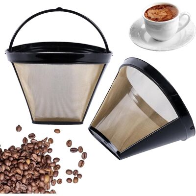 GRASSLIN Lot De 2 Filtre À Café, Taille 4, Acier Inoxydable, Poignée Plastique, Compatible 8 À 12 Tasses - Publicité GRASSLIN Lot De 2 Filtre À Café, Taille 4, Acier Inoxydable, Poignée Plastique, Compatible 8 À 12 Tasses - Publicité