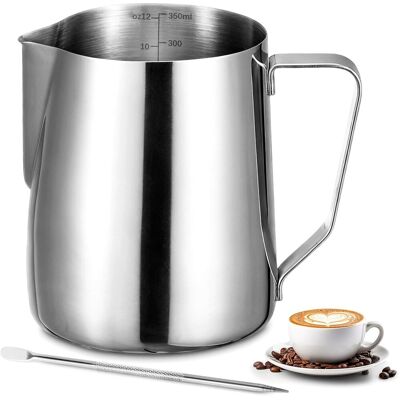 GRASSLIN 1 Pichet À Lait 350ml Acier Inoxydable Bec Verseur Précis Stylo Décoratif Barista Café Maison - Publicité GRASSLIN 1 Pichet À Lait 350ml Acier Inoxydable Bec Verseur Précis Stylo Décoratif Barista Café Maison - Publicité