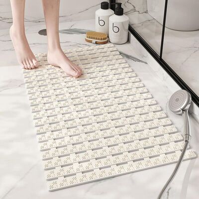 Vision Tapis De Bain Antidérapant Avec Trou De Drainage Et Grandes Ventouses, Massage Des Pieds Et Rangement Pratique (blanc) - Publicité Vision Tapis De Bain Antidérapant Avec Trou De Drainage Et Grandes Ventouses, Massage Des Pieds Et Rangement Pratique (blanc) - Publicité