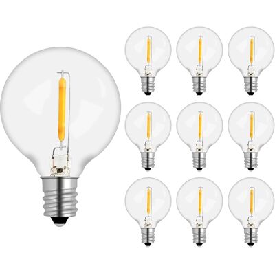 SANS MARQUE Lot De 10 Ampoules Led E12 G40 1w, Equivalent À Ampoule Incandescente 7w, Blanc Chaud 2700k, Ac220-240v, 100lm, Ip54 Étanche, Non Dimmabile, Ampoules Globe G40, Pour Decorative Guirlande - Publicité SANS MARQUE Lot De 10 Ampoules Led E12 G40 1w, Equivalent À Ampoule Incandescente 7w, Blanc Chaud 2700k, Ac220-240v, 100lm, Ip54 Étanche, Non Dimmabile, Ampoules Globe G40, Pour Decorative Guirlande - Publicité
