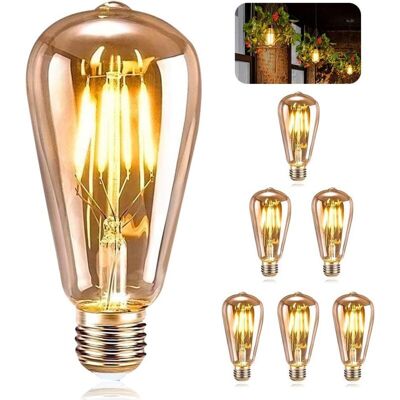 MOXIE Ampoule E27 Vintage, 6 Pièces, Led E27 St64 Lampe Décorative Rétro Edison Vintage Antique 4w Filament Blanc Chaud Pour Restaurant Café Bar Ampoules À Incandescence - Publicité MOXIE Ampoule E27 Vintage, 6 Pièces, Led E27 St64 Lampe Décorative Rétro Edison Vintage Antique 4w Filament Blanc Chaud Pour Restaurant Café Bar Ampoules À Incandescence - Publicité