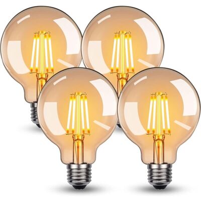Melissa Ampoule Led E27, Ampoule E27 Vintage 4w G95 Ampoule Led E27 Blanc Chaud 2700k 360lm Edison Décorative Rétro Ampoule Vintage Antique Lampe Equivalent À Incandescente 40w,non Dimmable, Lot De 4 - Publicité Melissa Ampoule Led E27, Ampoule E27 Vintage 4w G95 Ampoule Led E27 Blanc Chaud 2700k 360lm Edison Décorative Rétro Ampoule Vintage Antique Lampe Equivalent À Incandescente 40w,non Dimmable, Lot De 4 - Publicité