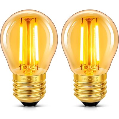 SANS MARQUE Ampoule E27 Vintage 2w Led Filament, Equivalent 20w Incandescence, Verre Ambré Blanc Chaud 2200k, G45 Filament Rétro, 200lm, Ac 220v, Non-dimmable, Décorative Pour Restaurant Café Bar, Lot De 2 - Publicité SANS MARQUE Ampoule E27 Vintage 2w Led Filament, Equivalent 20w Incandescence, Verre Ambré Blanc Chaud 2200k, G45 Filament Rétro, 200lm, Ac 220v, Non-dimmable, Décorative Pour Restaurant Café Bar, Lot De 2 - Publicité