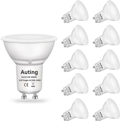 ACKERMAN Ampoule Gu10 Led Blanc Chaud(3000k), Gu10 Led 5w 470 Lumens Ampoules Led Gu10 Remplacement Pour Ampoule Halogène 35w, Angle De Faisceau 120 °, Cri 82, 220-240vac, 10 Pièces - Publicité ACKERMAN Ampoule Gu10 Led Blanc Chaud(3000k), Gu10 Led 5w 470 Lumens Ampoules Led Gu10 Remplacement Pour Ampoule Halogène 35w, Angle De Faisceau 120 °, Cri 82, 220-240vac, 10 Pièces - Publicité