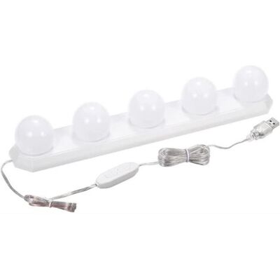ABYSSE Lampe Led Usb À Intensité Variable Pour Miroir De Salle De Bain Avec 5 Ampoules Et Câble Usb De 33,5 Cm - Publicité ABYSSE Lampe Led Usb À Intensité Variable Pour Miroir De Salle De Bain Avec 5 Ampoules Et Câble Usb De 33,5 Cm - Publicité