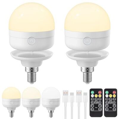 Scotch Ampoule Rechargeable Usb-c Avec Télécommande, 3 Couleurs, Culot E14, Intensité Variable, Alimentée Par Piles, 6 W, Fonction Minuterie, Lampe De Secours Magnétique, Lot De 2 [classe Én - Publicité Scotch Ampoule Rechargeable Usb-c Avec Télécommande, 3 Couleurs, Culot E14, Intensité Variable, Alimentée Par Piles, 6 W, Fonction Minuterie, Lampe De Secours Magnétique, Lot De 2 [classe Én - Publicité