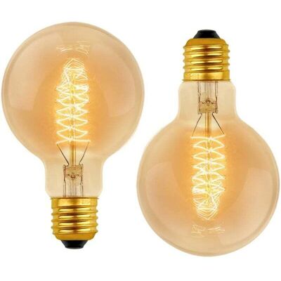 BRINSEA Lot De 2 Vintage G80 E27, 40w Blanc Chaud 2700k, Ac 220v, Ampoules De Décoration À Incandescence Rétro E27 Spirale Tungstène Filament Lampe - Publicité BRINSEA Lot De 2 Vintage G80 E27, 40w Blanc Chaud 2700k, Ac 220v, Ampoules De Décoration À Incandescence Rétro E27 Spirale Tungstène Filament Lampe - Publicité