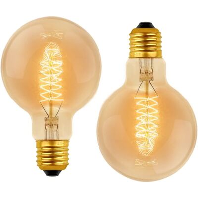 MOXIE Lot De 2 Vintage G80 E27, 40w Blanc Chaud 2700k, Ac 220v, Ampoules De Décoration À Incandescence Rétro E27 Spirale Tungstène Filament Lampe - Publicité MOXIE Lot De 2 Vintage G80 E27, 40w Blanc Chaud 2700k, Ac 220v, Ampoules De Décoration À Incandescence Rétro E27 Spirale Tungstène Filament Lampe - Publicité