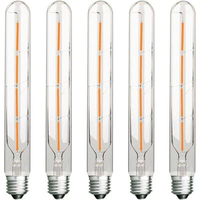 MOXIE Lot De 5 Ampoules Long Tube, Filament Led Edison, 4w, Équivalent Incandescence 40w, Culot E27, Blanc Chaud 2700k, 400lm, Verre Transparent, 360 Angle D'Éclairage, Ac 220-240v - Publicité MOXIE Lot De 5 Ampoules Long Tube, Filament Led Edison, 4w, Équivalent Incandescence 40w, Culot E27, Blanc Chaud 2700k, 400lm, Verre Transparent, 360 Angle D'Éclairage, Ac 220-240v - Publicité
