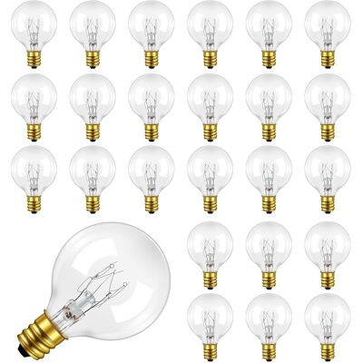 SANS MARQUE 25 Pack E12 7w Ampoules De Remplacement G40, Blanc Chaud 2200k, Ampoule Globe G40, Ip44 Étanche, Ac 220-240v, E12 Ampoules Verre Decorative Intérieur Extérieur Pour Guirlande - Publicité SANS MARQUE 25 Pack E12 7w Ampoules De Remplacement G40, Blanc Chaud 2200k, Ampoule Globe G40, Ip44 Étanche, Ac 220-240v, E12 Ampoules Verre Decorative Intérieur Extérieur Pour Guirlande - Publicité