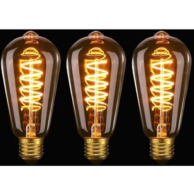 Melissa Keyoung – Ampoule Led Vintage E27 St64 4w – Filament Spirale Courbé – Blanc Chaud 2200k – Économie D'Énergie – Lot De 3 Pour Café, Maison, Bars, Restaurant - Publicité Melissa Keyoung – Ampoule Led Vintage E27 St64 4w – Filament Spirale Courbé – Blanc Chaud 2200k – Économie D'Énergie – Lot De 3 Pour Café, Maison, Bars, Restaurant - Publicité