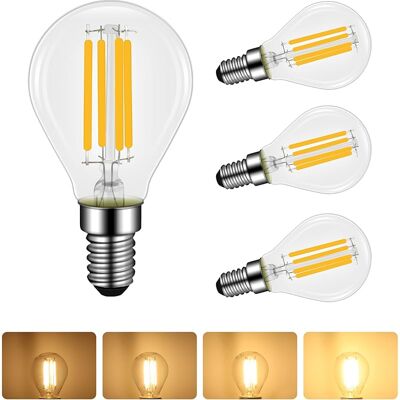 SANS MARQUE Lot De 4 Ampoule Led E14 4w Filament Dimmable, Equivalent À Ampoule Incandescente 40w, Blanc Chaud 2700k, 400 Lumen, Petite Vis Edison, G45/p45 Forme, Lampe Filament Vintage Transparent - Publicité SANS MARQUE Lot De 4 Ampoule Led E14 4w Filament Dimmable, Equivalent À Ampoule Incandescente 40w, Blanc Chaud 2700k, 400 Lumen, Petite Vis Edison, G45/p45 Forme, Lampe Filament Vintage Transparent - Publicité