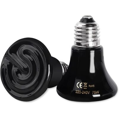 HERUSI E27 75w Ampoule Céramique Chauffante Lampe Blanche De Chauffage En Ceramique 220-240v Lampe Infrarouge Chauffante Pour Poussin Reptile Tortue Chiot Lapin Terrurium (2pcs) - Publicité HERUSI E27 75w Ampoule Céramique Chauffante Lampe Blanche De Chauffage En Ceramique 220-240v Lampe Infrarouge Chauffante Pour Poussin Reptile Tortue Chiot Lapin Terrurium (2pcs) - Publicité