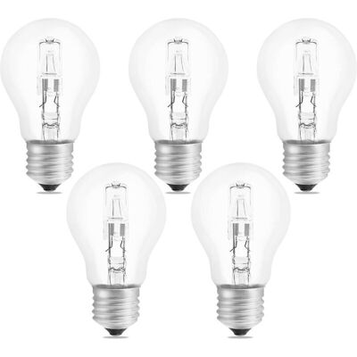 URSUS Bulbes E27 A55 42w Dimmable, Ac220-240v, 650lm Blanc Chaud 2700k, Transparent Ampoule Globe E27 Halogene Pour Plafonnier, Lampe D'Établi, Applique, Lampadaire, Lot De 5 - Publicité URSUS Bulbes E27 A55 42w Dimmable, Ac220-240v, 650lm Blanc Chaud 2700k, Transparent Ampoule Globe E27 Halogene Pour Plafonnier, Lampe D'Établi, Applique, Lampadaire, Lot De 5 - Publicité