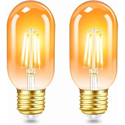 SANS MARQUE Lot De 2 Vintage Edison Ampoule E27 Led 4w,verre Ambré,blanc Chaud 2200k,équivalent 40w Incandescence,400lm,ac 220v,non Dimmable,t45 Filament Rétro Lampe,décorative Maison,bars,café - Publicité SANS MARQUE Lot De 2 Vintage Edison Ampoule E27 Led 4w,verre Ambré,blanc Chaud 2200k,équivalent 40w Incandescence,400lm,ac 220v,non Dimmable,t45 Filament Rétro Lampe,décorative Maison,bars,café - Publicité
