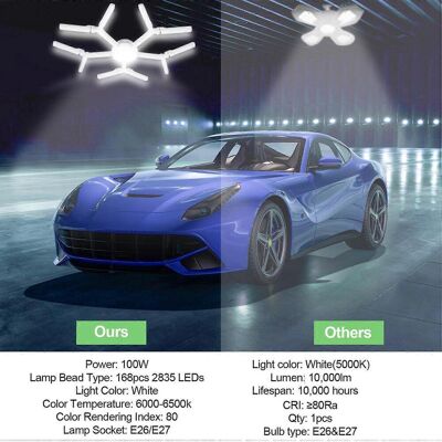 FLAMMKRAFT Ampoule Led Déformable Tomshine Pour Garage, Ultra-lumineuse, 100 W, Pour Plafonnier. Publicité FLAMMKRAFT Ampoule Led Déformable Tomshine Pour Garage, Ultra-lumineuse, 100 W, Pour Plafonnier. Publicité