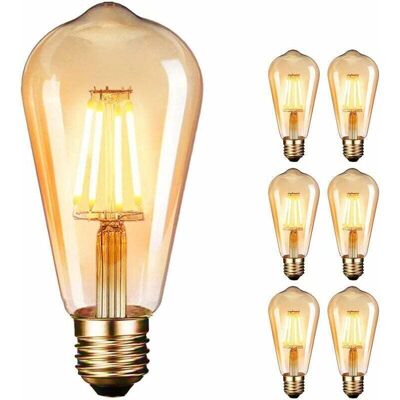 BRAST Ymyny Ampoule Led Edison, Lampe Edison Vintage 4w 400lm 2600-2700k Angle De Faisceau À 360° E27 St64 Lampe Décorative Ampoules À Incandescence Rétro Ampoule Edison 6 Pack - Publicité BRAST Ymyny Ampoule Led Edison, Lampe Edison Vintage 4w 400lm 2600-2700k Angle De Faisceau À 360° E27 St64 Lampe Décorative Ampoules À Incandescence Rétro Ampoule Edison 6 Pack - Publicité