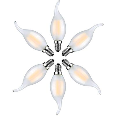 OEM Lot De 6 Ampoule Led Flamme E14 4w Blanc Chaud 2700k-ampoules Bougie À Filament Pour Lustres-verre Dépolie-dou - Publicité OEM Lot De 6 Ampoule Led Flamme E14 4w Blanc Chaud 2700k-ampoules Bougie À Filament Pour Lustres-verre Dépolie-dou - Publicité