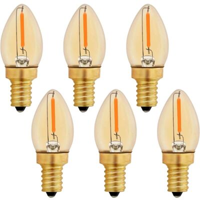 Melissa Ampoule Led C7 E12 220v, Ampoule Bougie Edison Vintage E12 0.5w Remplacement 5w, Ampoule À Filament Led E12 Ambre Ampoule Décorative Veilleuse, Blanc Chaud 2200k, Non Dimmable, Lot De 6 - Publicité Melissa Ampoule Led C7 E12 220v, Ampoule Bougie Edison Vintage E12 0.5w Remplacement 5w, Ampoule À Filament Led E12 Ambre Ampoule Décorative Veilleuse, Blanc Chaud 2200k, Non Dimmable, Lot De 6 - Publicité
