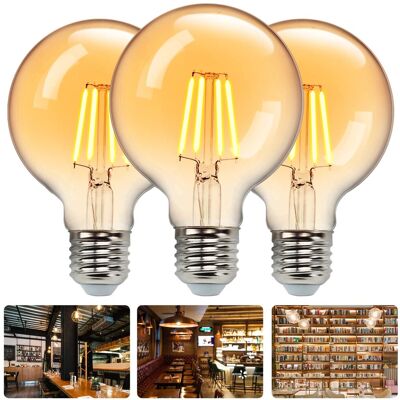 OEM Ampoules Led Edison Vintage E27, Blanc Chaud 2200k, 550lm, 6w (équivalent 45w), G80 Ampoule Rétro À Filament, Lampe Décorative Antique, Non-variateur, Lot De 3 - Publicité OEM Ampoules Led Edison Vintage E27, Blanc Chaud 2200k, 550lm, 6w (équivalent 45w), G80 Ampoule Rétro À Filament, Lampe Décorative Antique, Non-variateur, Lot De 3 - Publicité