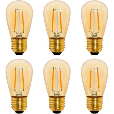 MOXIE S14 Ampoule Led À Filament Vintage E27, 1w Amber Edison Remplacement 10w Incandescence, Non Dimmable, Blanc Chaud 2200k, Ac 220v, Lot De 6 - Publicité MOXIE S14 Ampoule Led À Filament Vintage E27, 1w Amber Edison Remplacement 10w Incandescence, Non Dimmable, Blanc Chaud 2200k, Ac 220v, Lot De 6 - Publicité