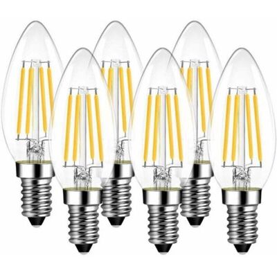 ABYSSE Lot De 6 Bougies Pendantes Led E14, Filament E14, 4w 470 Lumens Au Lieu De 40 Watts, 6500k Cold White, Incandescent, Verre, Non-dimmable - Publicité ABYSSE Lot De 6 Bougies Pendantes Led E14, Filament E14, 4w 470 Lumens Au Lieu De 40 Watts, 6500k Cold White, Incandescent, Verre, Non-dimmable - Publicité