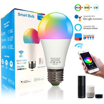 Scotch Aiperq – Ampoule Connectée E27 Wifi Led Rgb Cct 2700k-6500k – Compatible Alexa/google Home – Luminosité Réglable 1% À 100% – Économie D'Énergie Jusqu'à 80% - Publicité Scotch Aiperq – Ampoule Connectée E27 Wifi Led Rgb Cct 2700k-6500k – Compatible Alexa/google Home – Luminosité Réglable 1% À 100% – Économie D'Énergie Jusqu'à 80% - Publicité