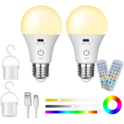Cellfast Usb C Batterie Ampoule Rechargeable Avec Télécommande -e27 Ampoule Intelligente Rgb -3 Températures De Couleur - 2000mah -5w - 2pcs - Publicité Cellfast Usb C Batterie Ampoule Rechargeable Avec Télécommande -e27 Ampoule Intelligente Rgb -3 Températures De Couleur - 2000mah -5w - 2pcs - Publicité