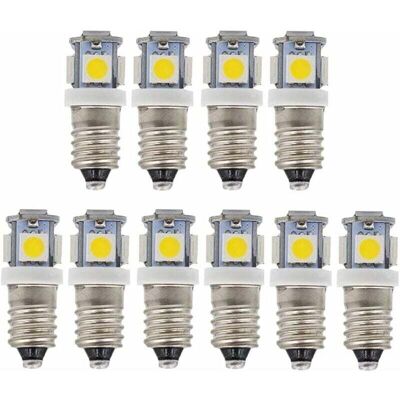 Scotch 10 Ampoules Led E10 12v Blanc Froid 5 Smd 0.5w 50lm Pour Éclairage Intérieur - Publicité Scotch 10 Ampoules Led E10 12v Blanc Froid 5 Smd 0.5w 50lm Pour Éclairage Intérieur - Publicité