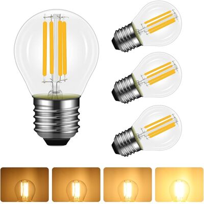SANS MARQUE Lot De 4 Ampoule Led E27 4w Filament Dimmable, Equivalent À Ampoule Incandescente 40w, Blanc Chaud 2700k, 400 Lumen, Angle De 360º, G45/p45 Forme, Lampe Filament Vintage Transparent - Publicité SANS MARQUE Lot De 4 Ampoule Led E27 4w Filament Dimmable, Equivalent À Ampoule Incandescente 40w, Blanc Chaud 2700k, 400 Lumen, Angle De 360º, G45/p45 Forme, Lampe Filament Vintage Transparent - Publicité